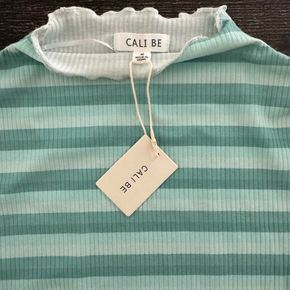 Cali Be Striped Ribbed Long Sleeve Top | Size Medium | NWT - Picture 1 of 6